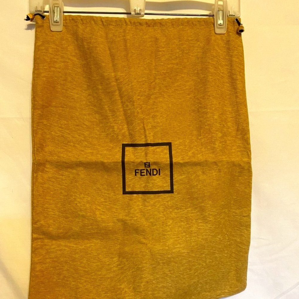 New! FENDI Dust Bag Storage Cover Pouch Drawstring Yellow 19" x 15"